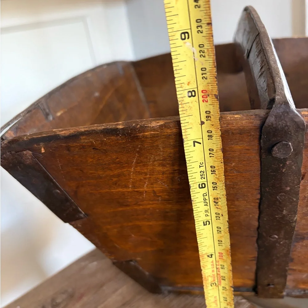 Antique LARGE Chinese Wooden IRON Rice gathering Grain Bucket